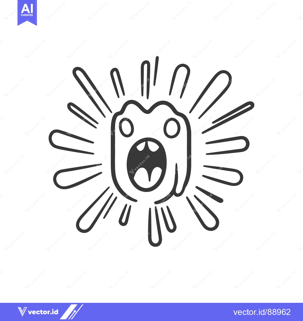 Premium Vector of A cartoon character with open mouth and radiant outward lines