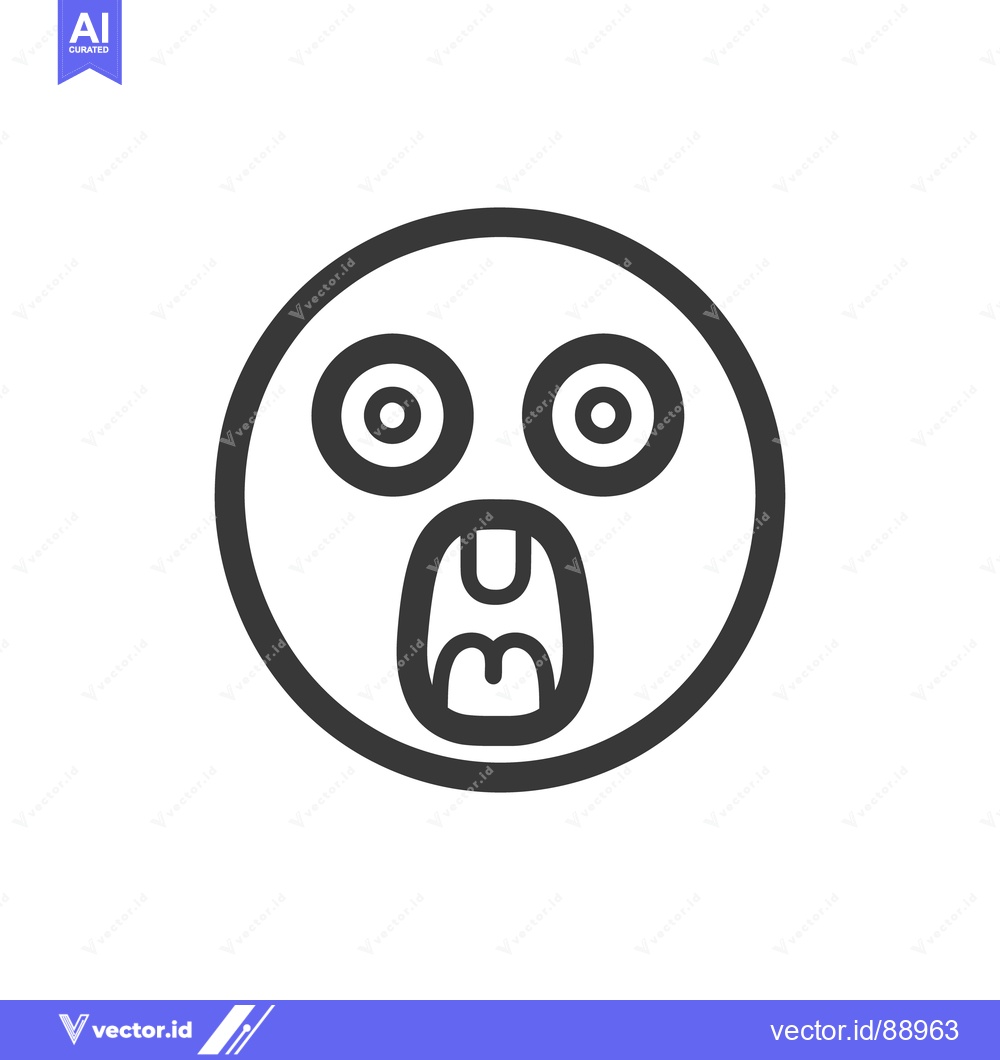 Premium Vector dari A round faced emoji displaying an open mouth expression of shock