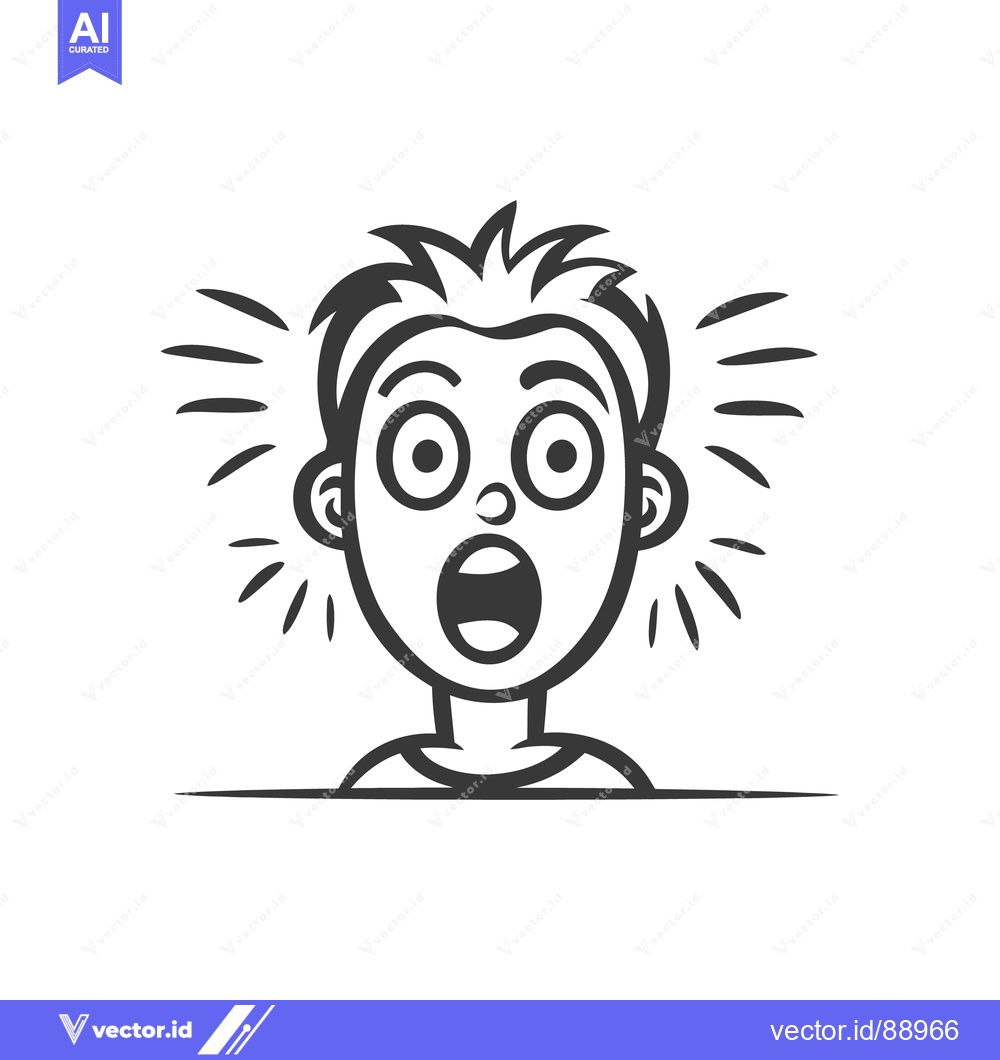 Premium Vector dari A simple cartoon illustration depicting a surprised and shocked expres