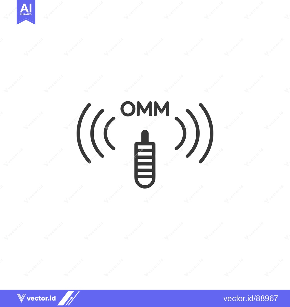 Premium Vector of OMM Text with a Stylized Antenna Icon