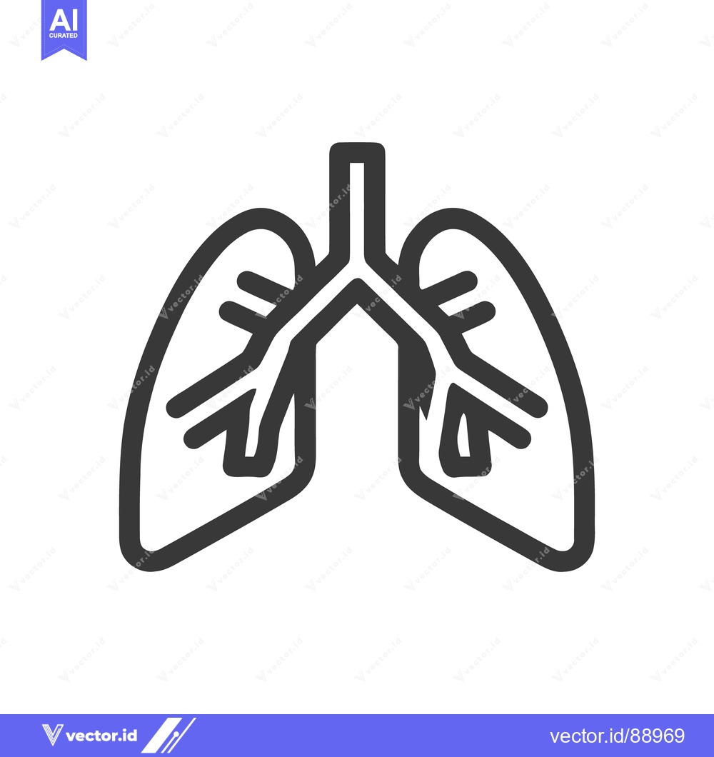 Premium Vector of Minimalist Lungs Icon: Anatomical Outline on White Background