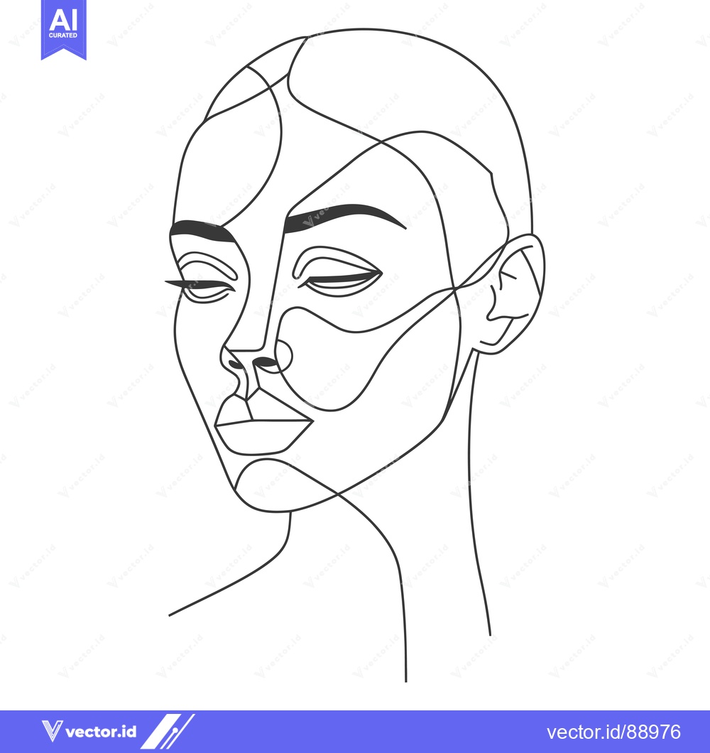 Premium Vector of One-Line Abstract Illustration of a Woman's Face