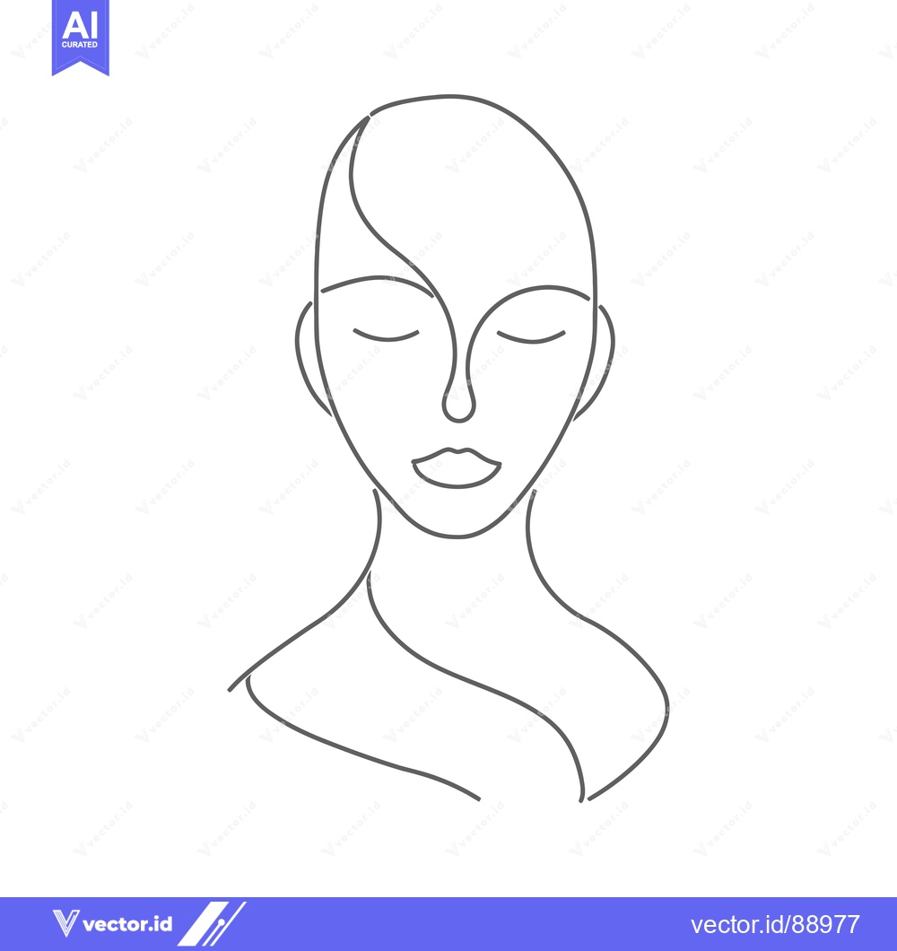 Premium Vector dari One-Line Drawing of a Woman's Face with Closed Eyes