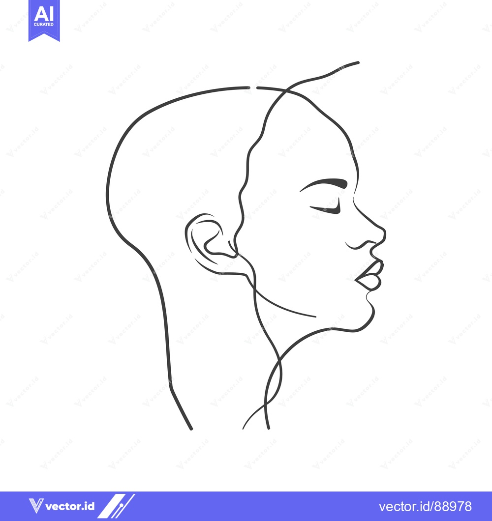 Premium Vector of One-line drawing of a woman's head in profile with closed eyes