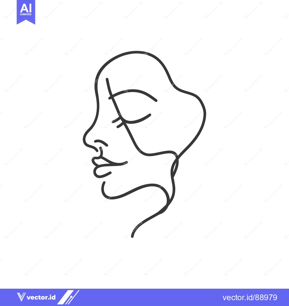 Premium Vector of One-line illustration of a woman's face in profile