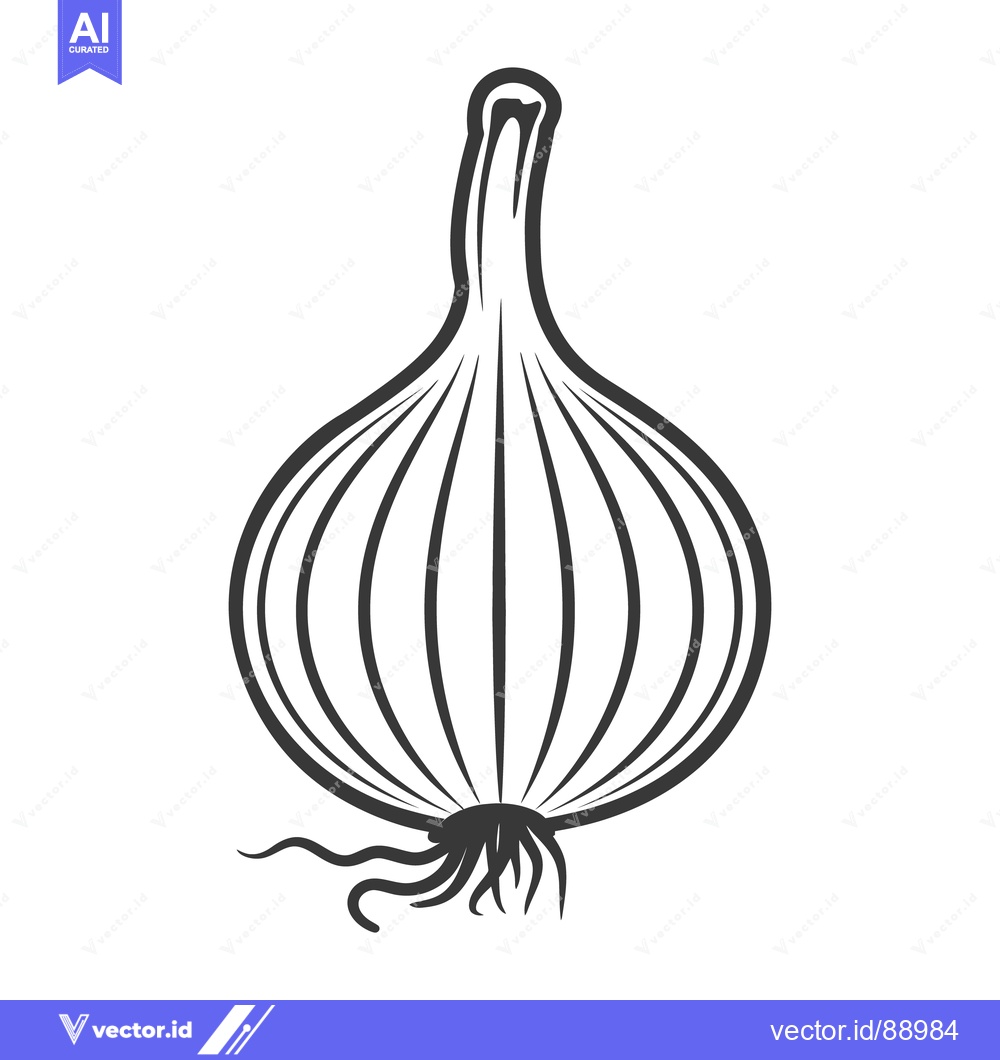 Premium Vector dari A single stylized graphic representation of an onion bulb