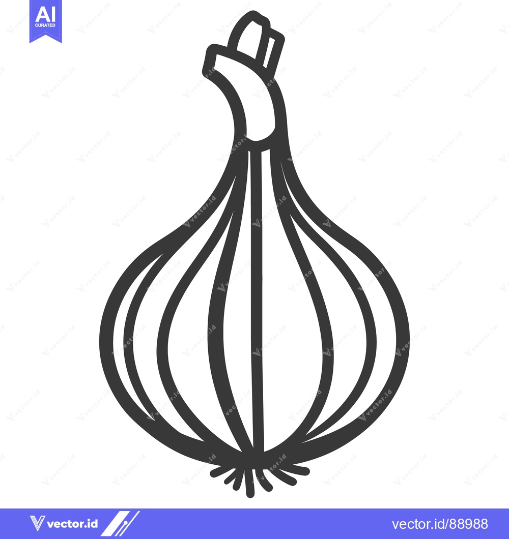 Premium Vector dari An illustration showing a single onion vegetable in black and white
