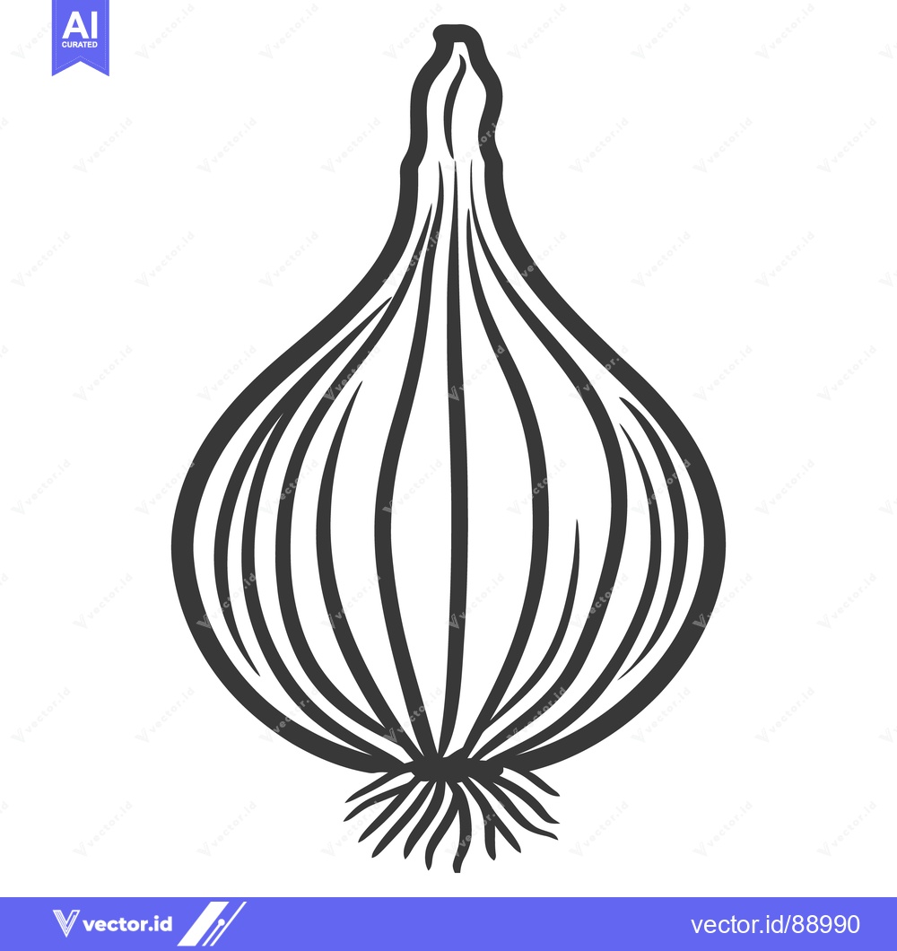 Premium Vector dari A black and white simple drawing of a single onion bulb