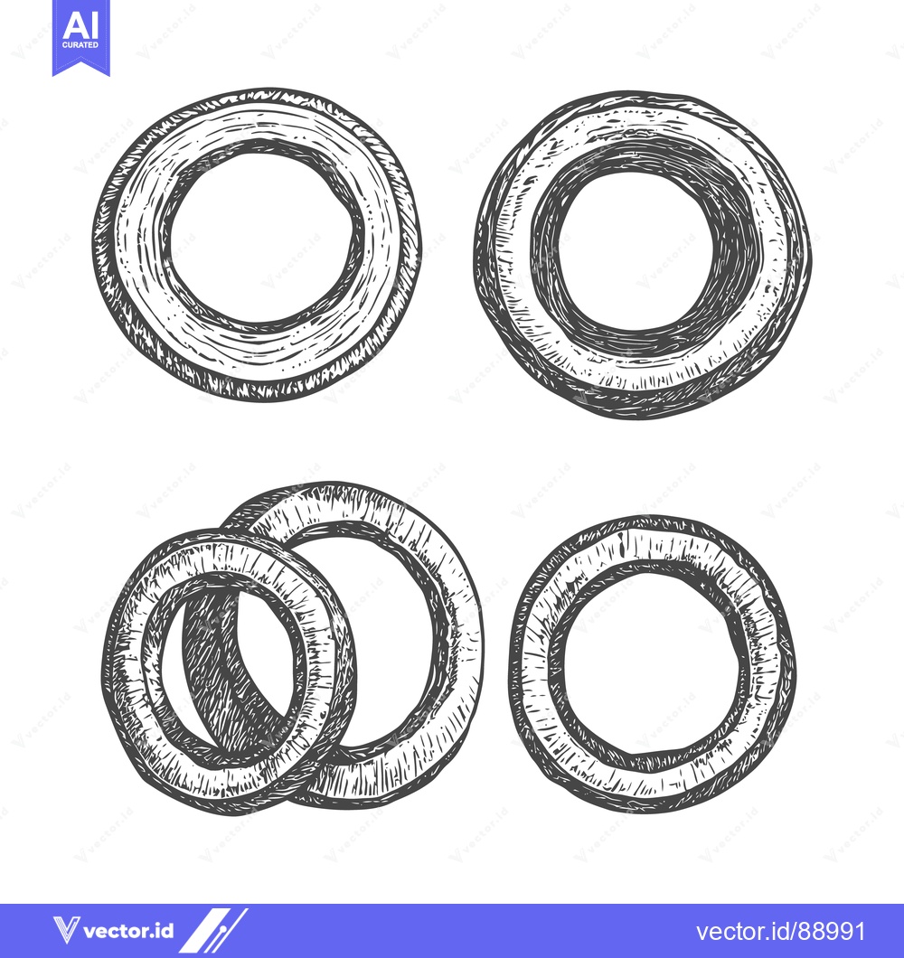 Premium Vector of Several hand drawn illustrations of circular food rings are displayed