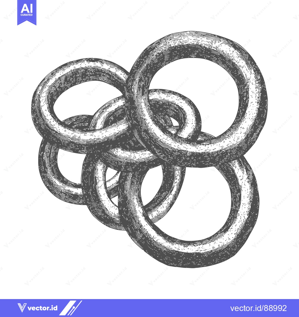 Premium Vector of Interlocked rings rendered in detailed grayscale illustration style