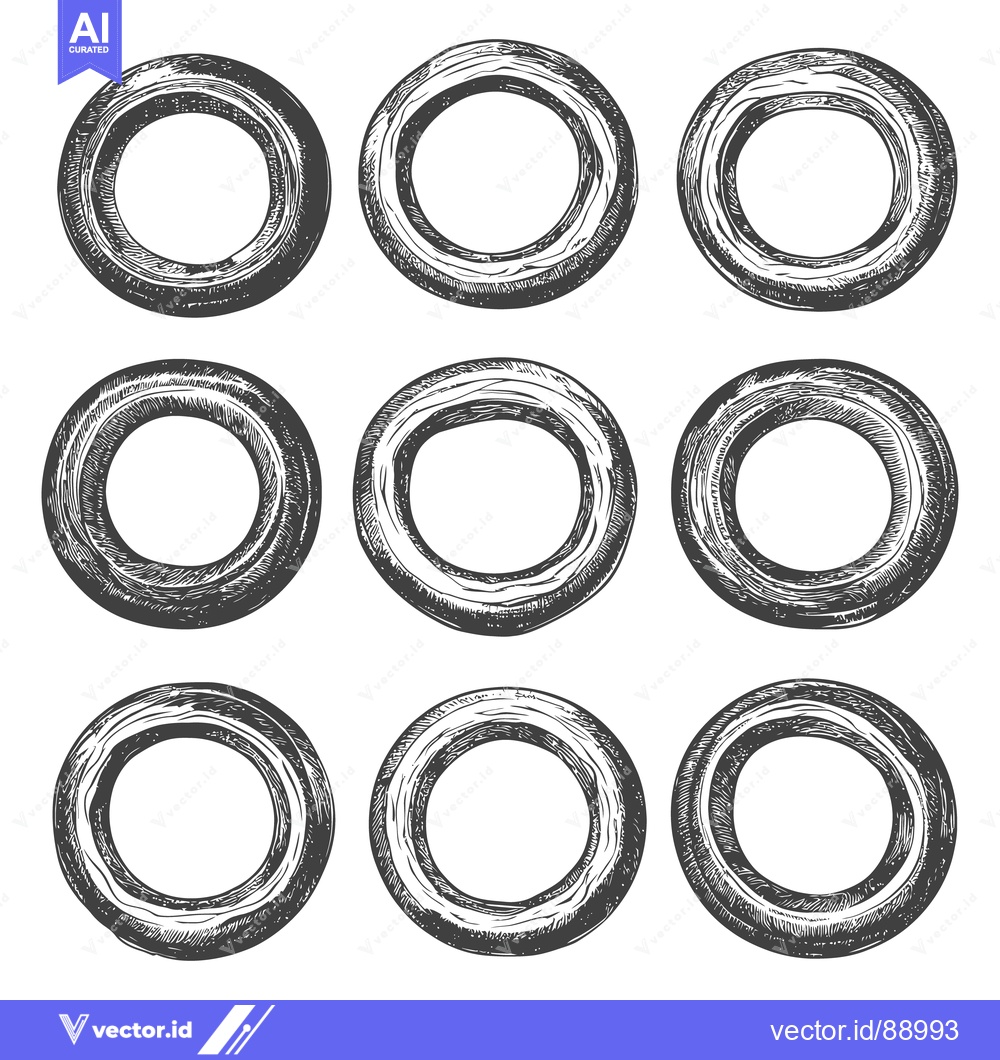 Premium Vector dari Nine circular rings appear in a vintage illustrated vector style