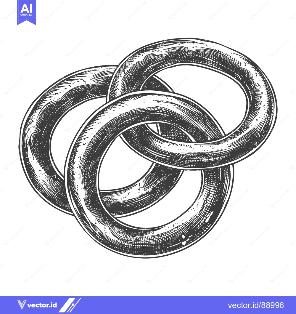 Premium Vector dari Three Interlocking Rings Drawn in a Graphic Black and White Style