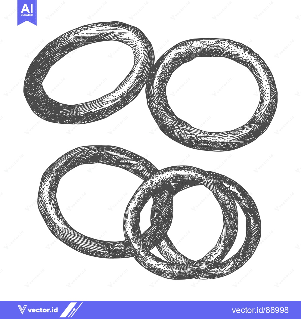 Premium Vector dari Four Intersecting Rings Drawn in Shaded Black and White