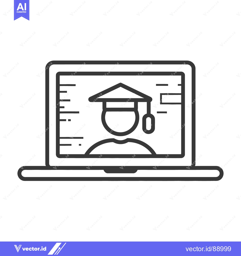Premium Vector dari A laptop displays online education through a graduation icon