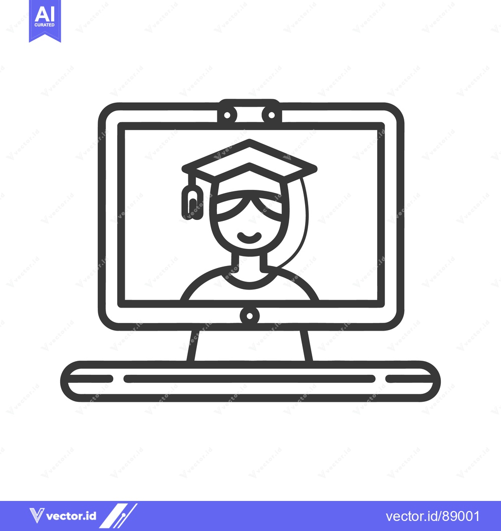 Premium Vector dari Computer screen depicting a person graduating in an online setting