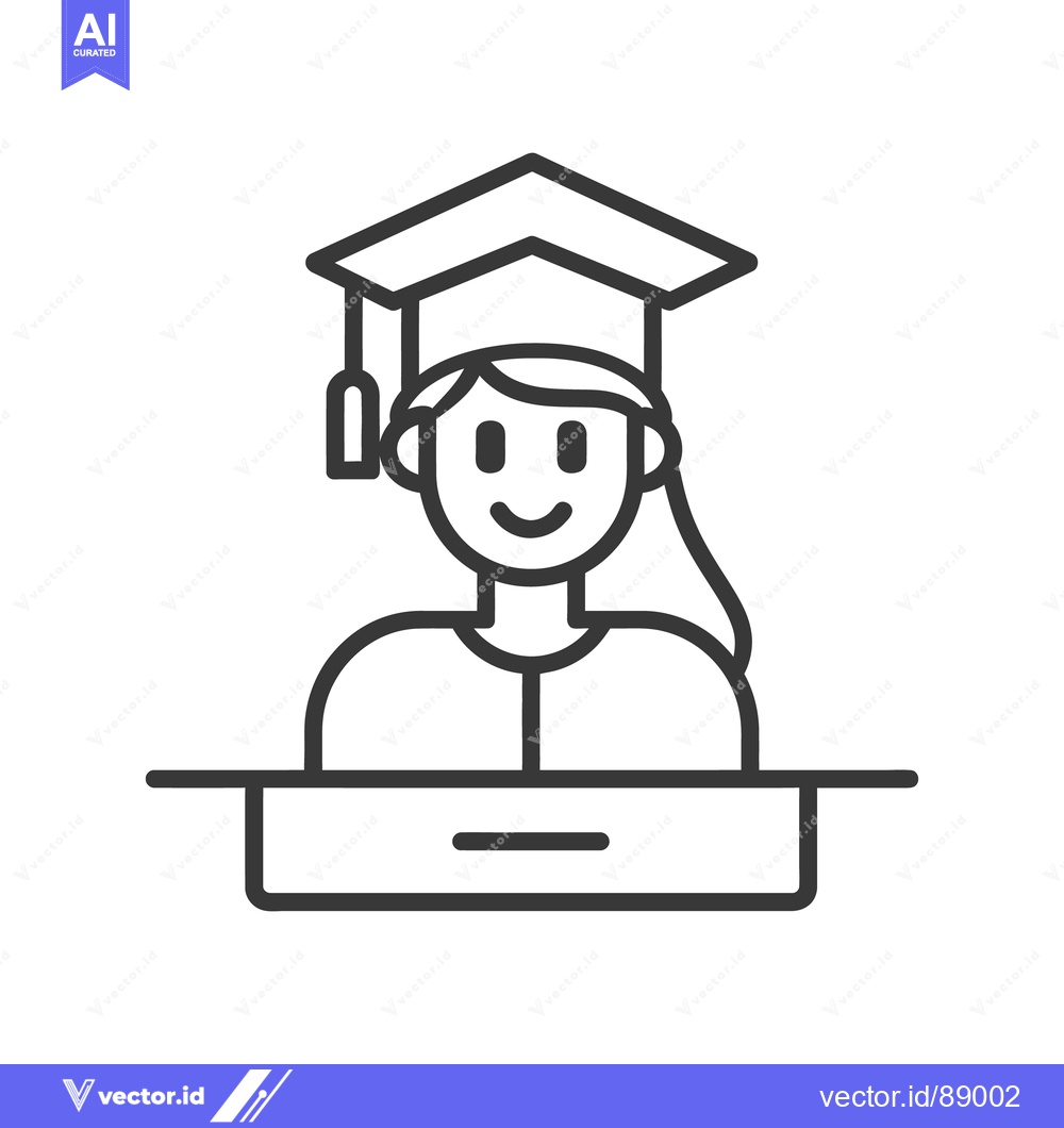 Premium Vector dari A graduating student stands behind a desk smiling at the viewer