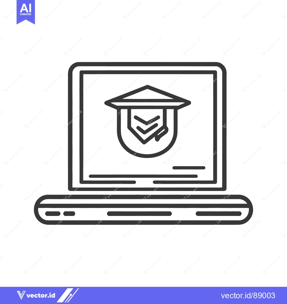 Premium Vector dari A computer screen showing an education symbol on its display