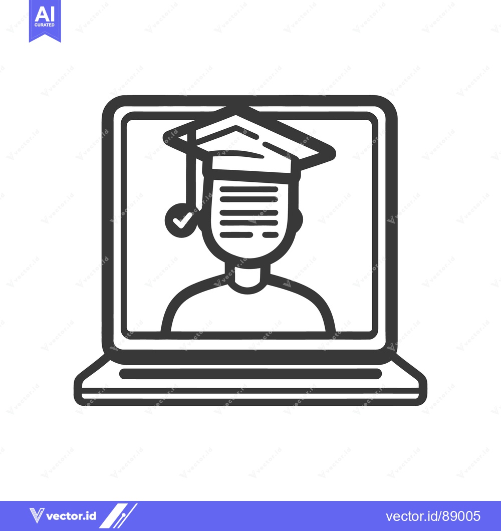 Premium Vector of A laptop displays online learning graduation and achievement