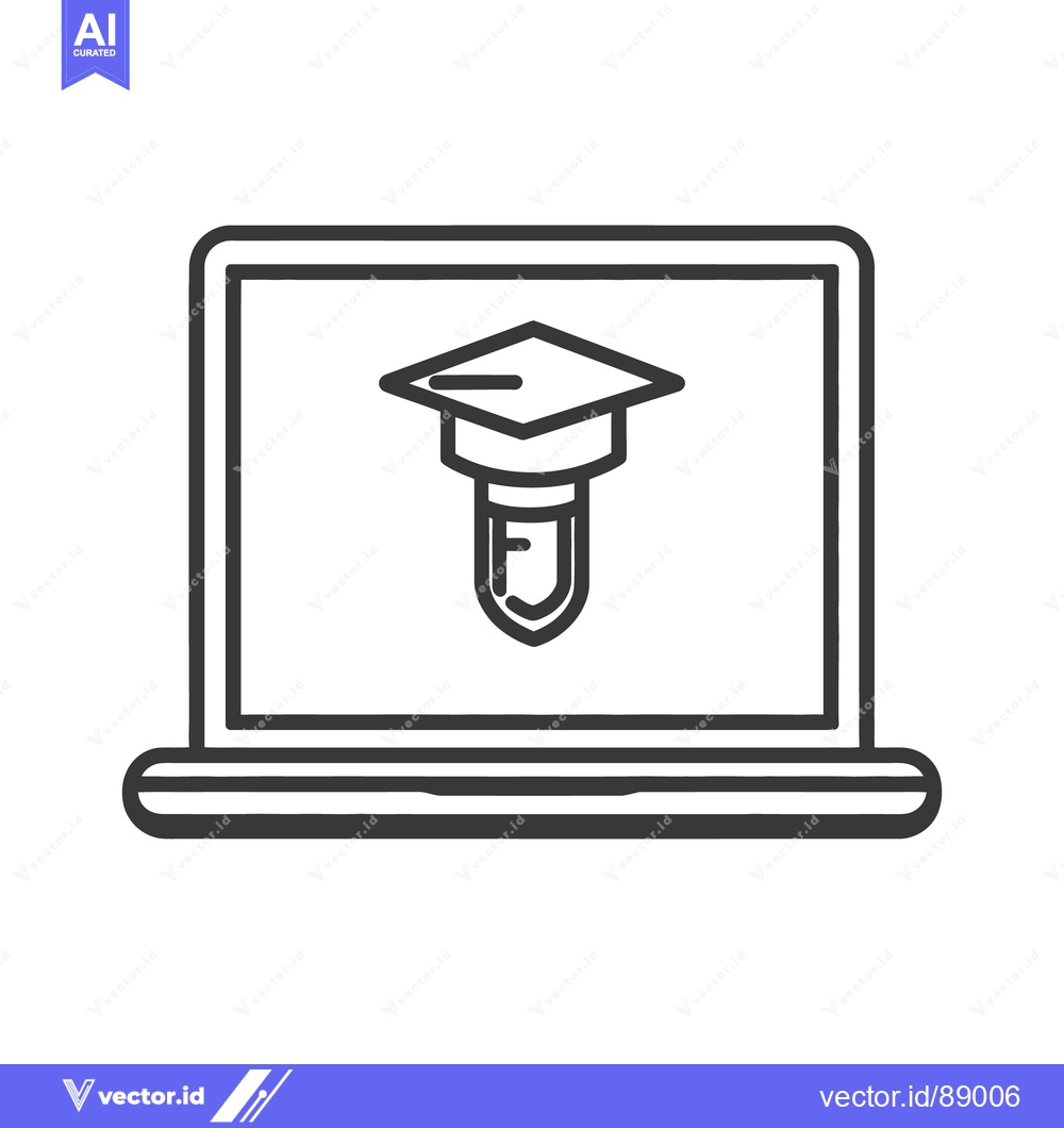 Premium Vector dari A simple computer screen displays a mortarboard and a diploma