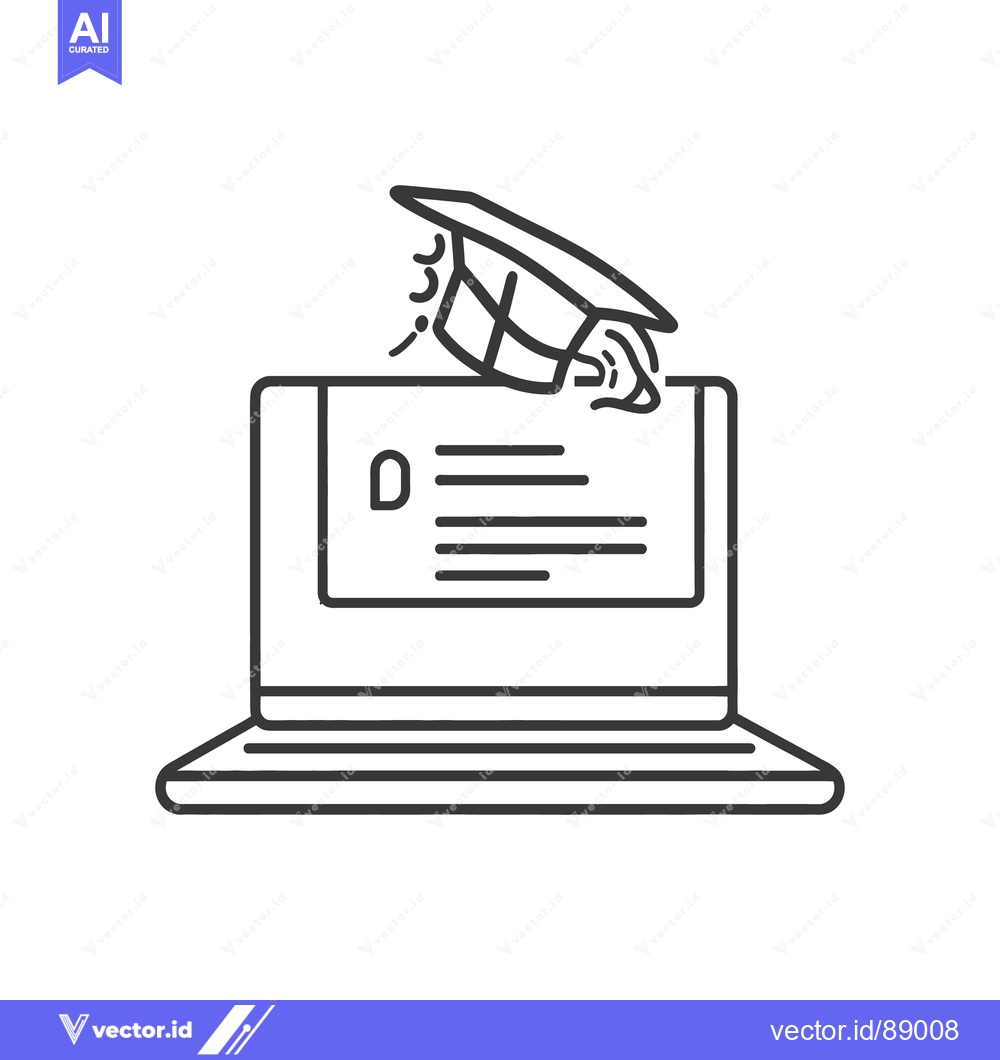 Premium Vector dari A laptop displays a diploma with a graduation cap rising above it