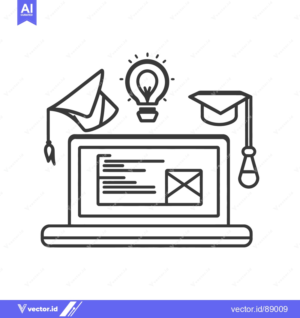 Premium Vector dari Computer with academic elements representing online education and know