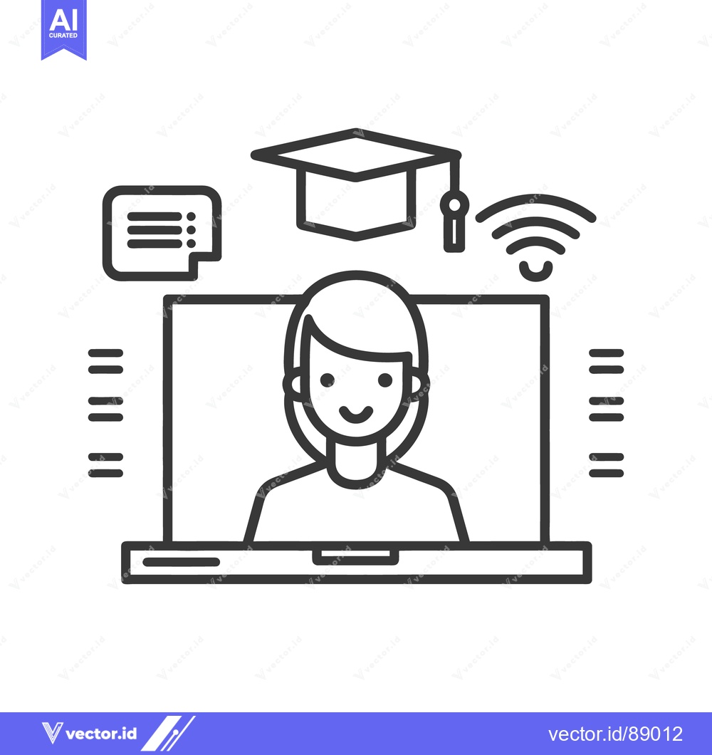 Premium Vector dari Online Learning Represented With Student Laptop Graduation And Chat