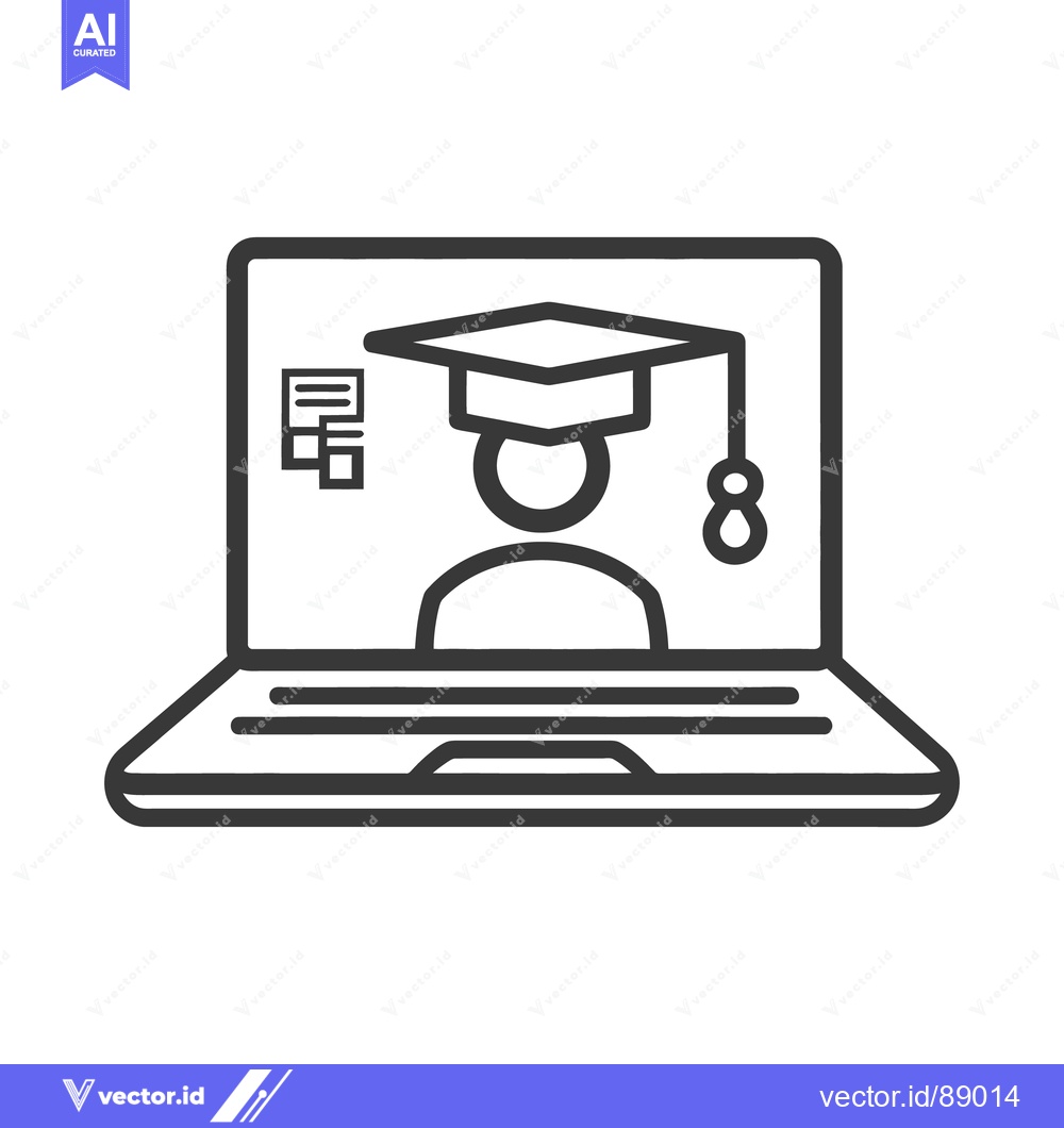 Premium Vector of A laptop screen showing online education or graduation concepts