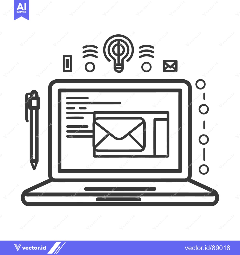 Premium Vector of Illustration showing laptop email and other communication technology s
