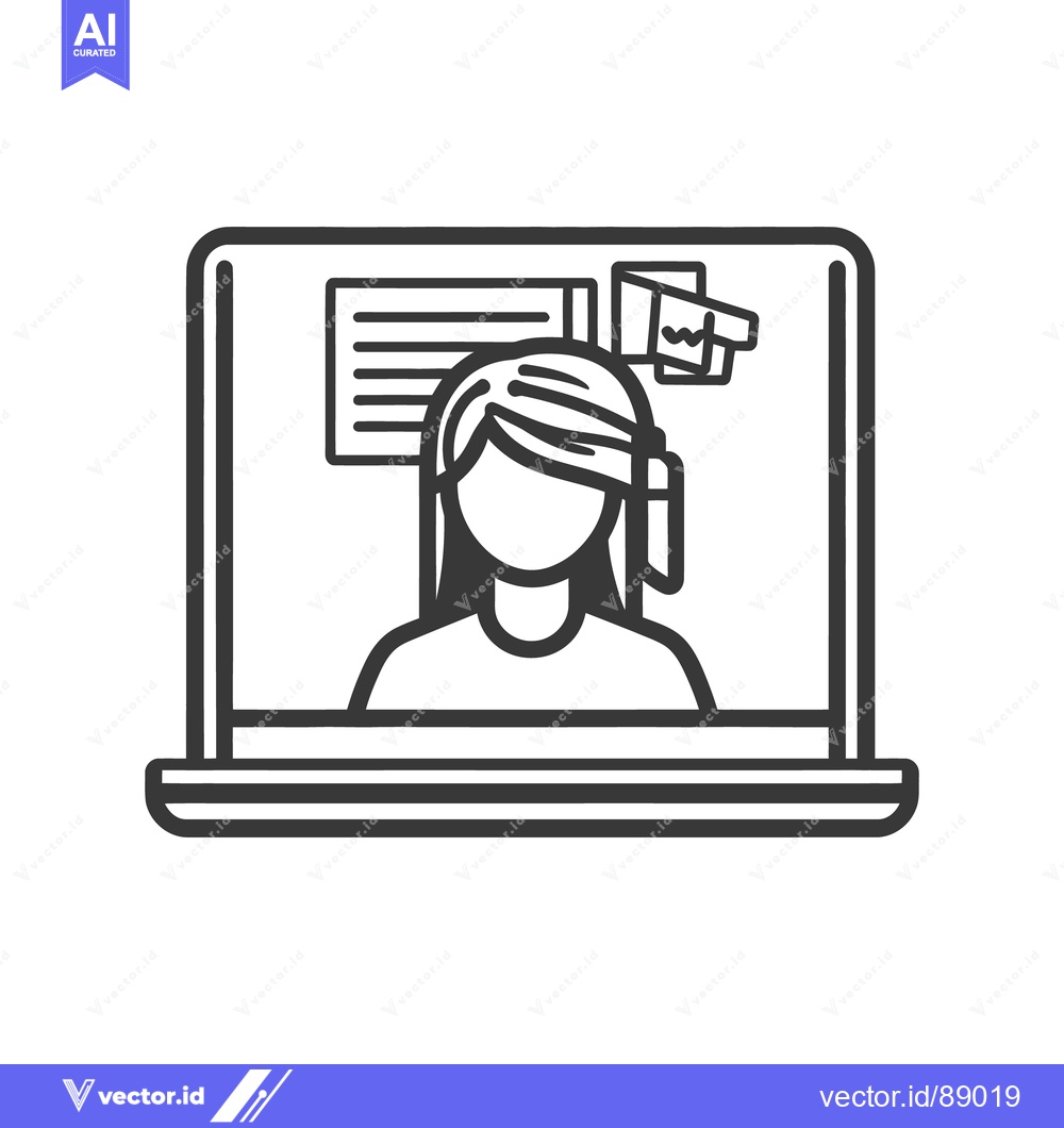 Premium Vector of A woman appearing in a laptop screen during an online meeting