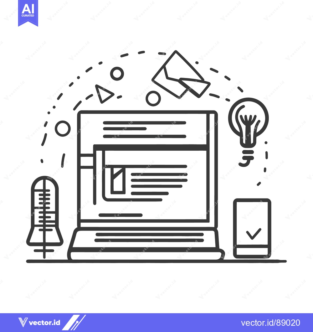 Premium Vector dari Conceptual illustration showing laptop with various digital communicat