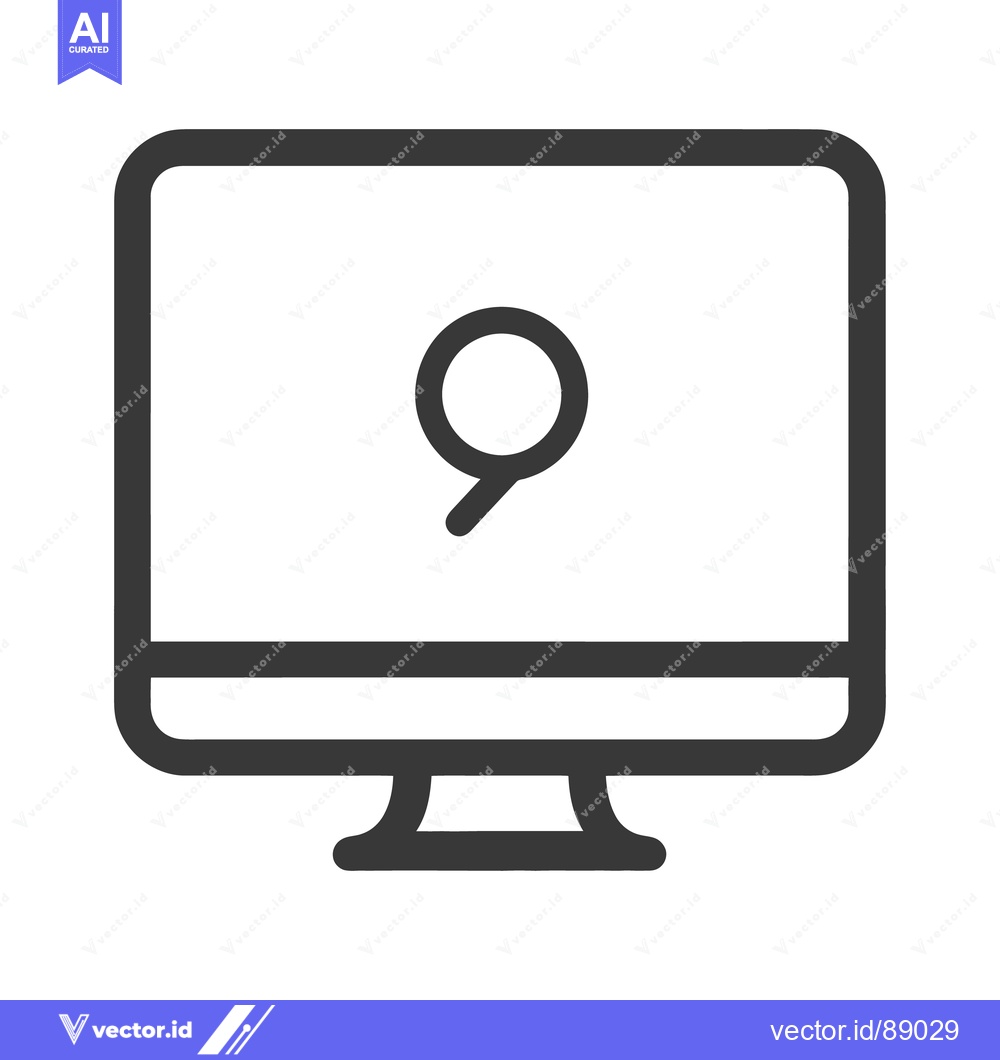 Premium Vector dari A simple line illustration of a computer screen with a search icon