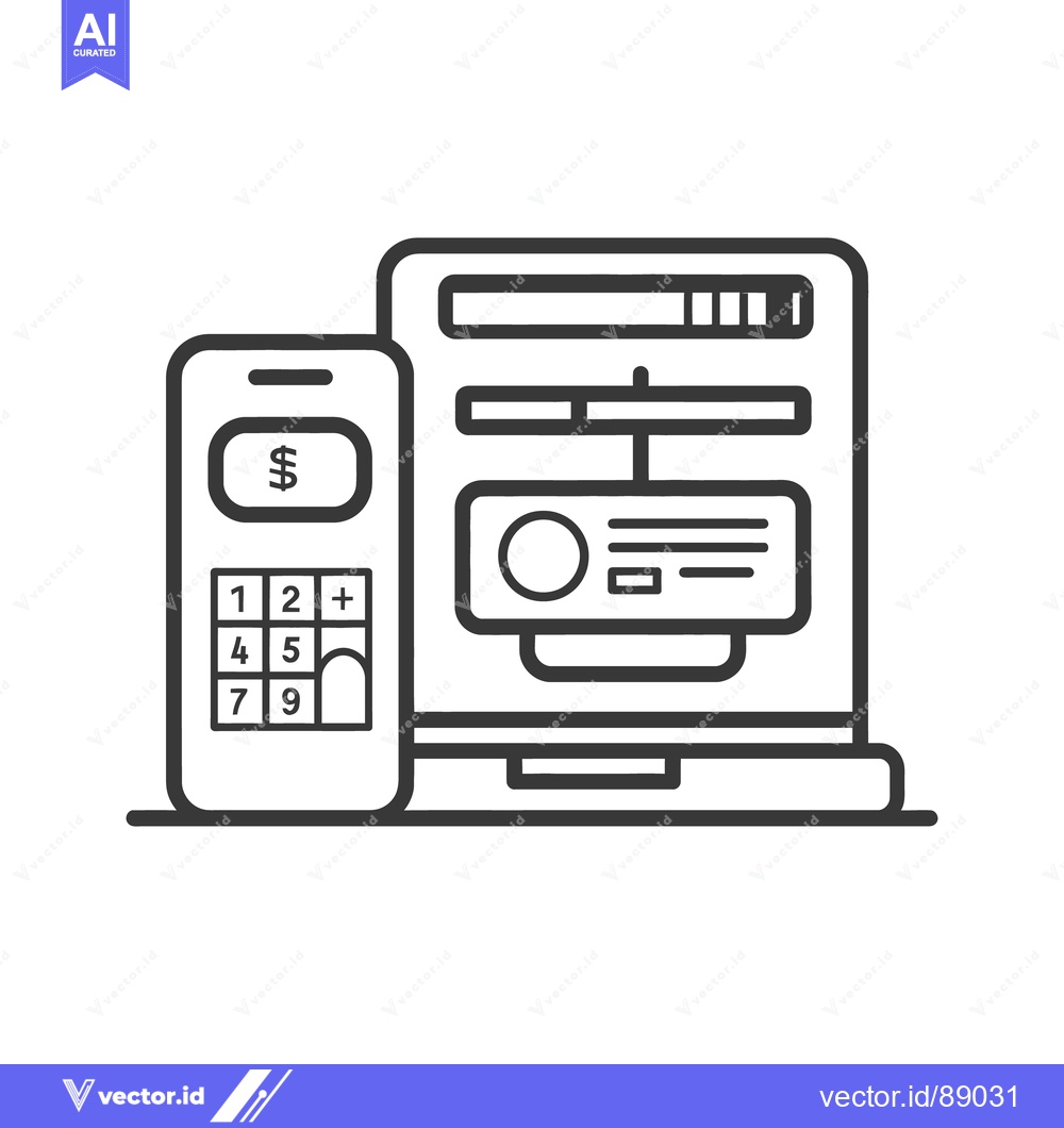 Premium Vector of A mobile phone and laptop display financial transaction options
