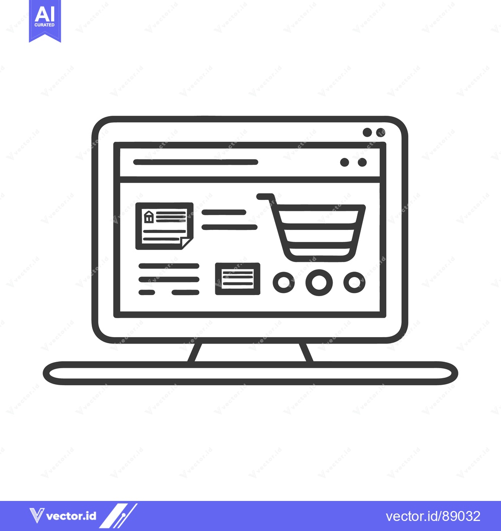 Premium Vector of A graphic depiction of an online shopping laptop display