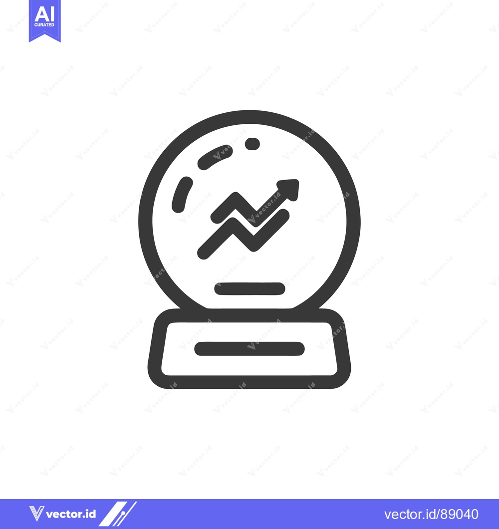 Premium Vector dari Crystal Ball with Upward Arrow: Predicting Financial Growth Icon