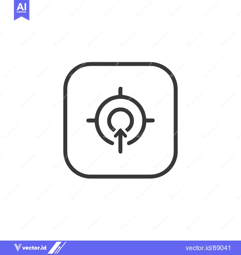 Premium Vector of Minimalist Target Icon: Arrow Reaching Goal in Rounded Square Frame