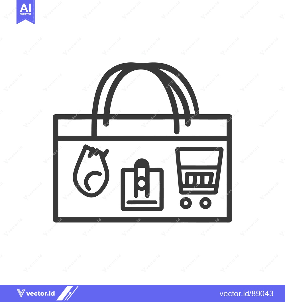 Premium Vector of A shopping bag illustration with shopping related symbols displayed