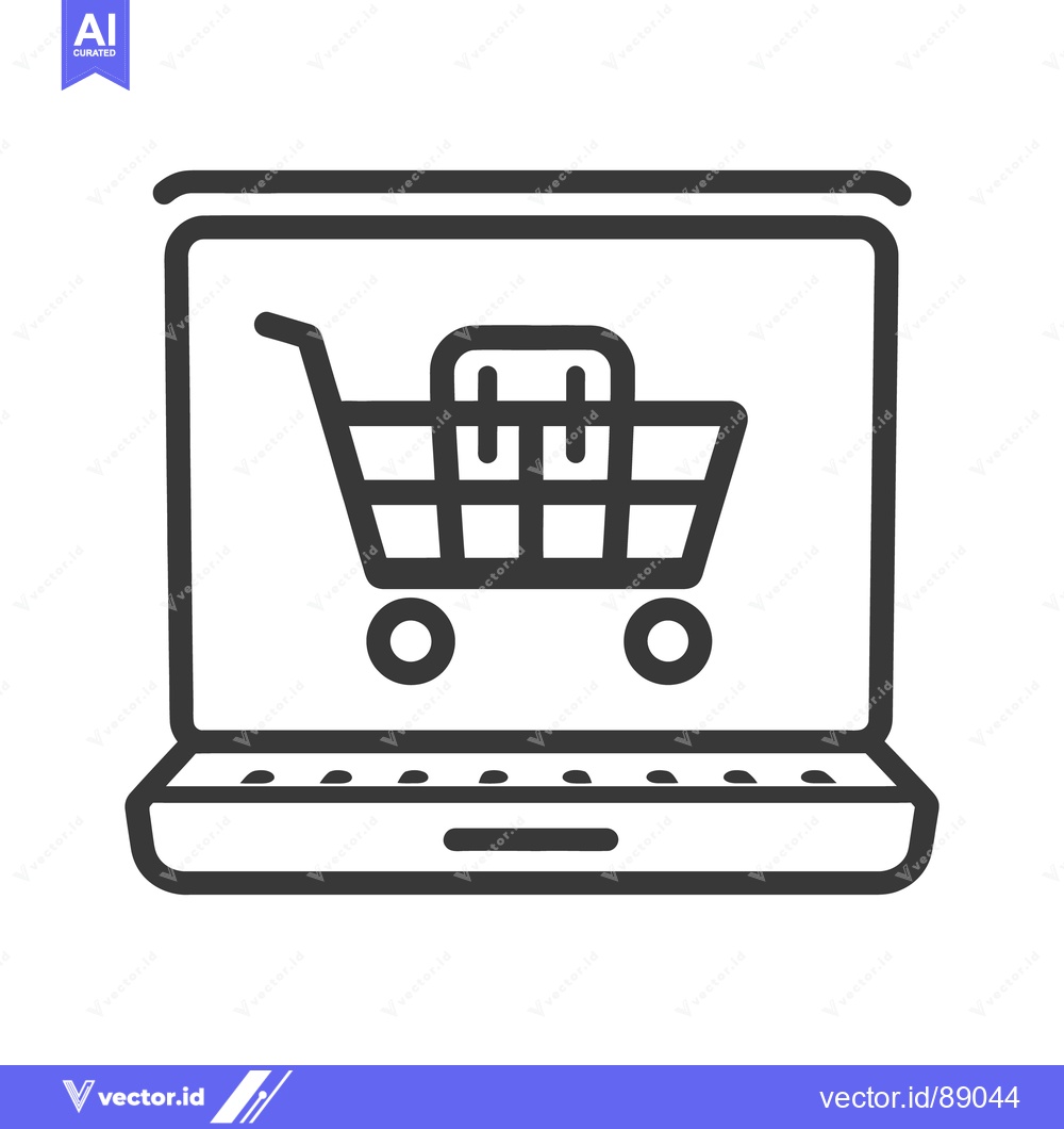 Premium Vector dari A laptop computer showing an online shopping cart icon on screen