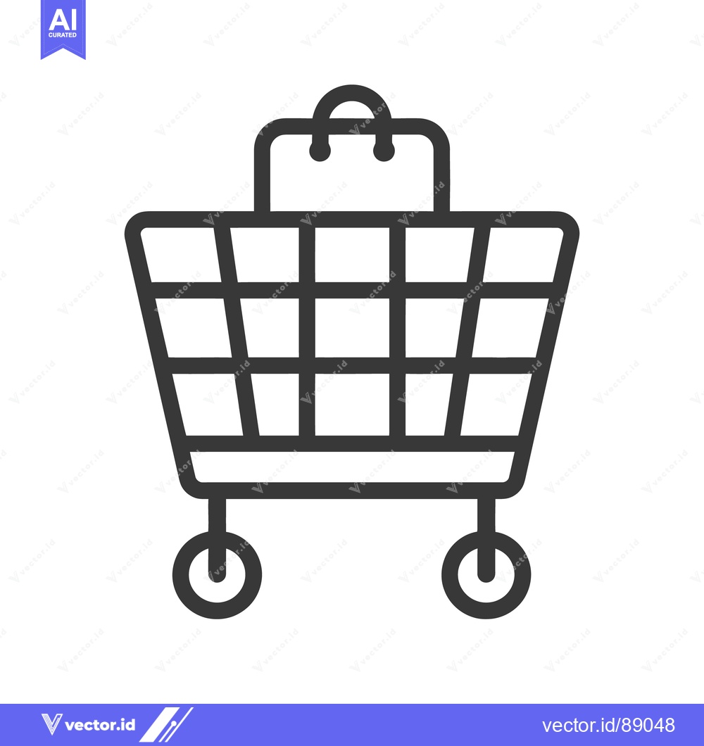 Premium Vector of A simple illustration of a shopping cart with a paper bag