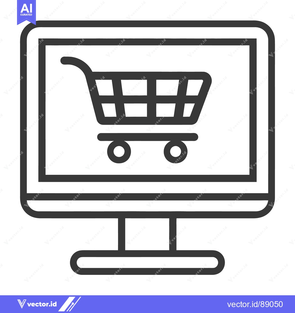 Premium Vector dari A computer monitor displaying an online shopping cart icon