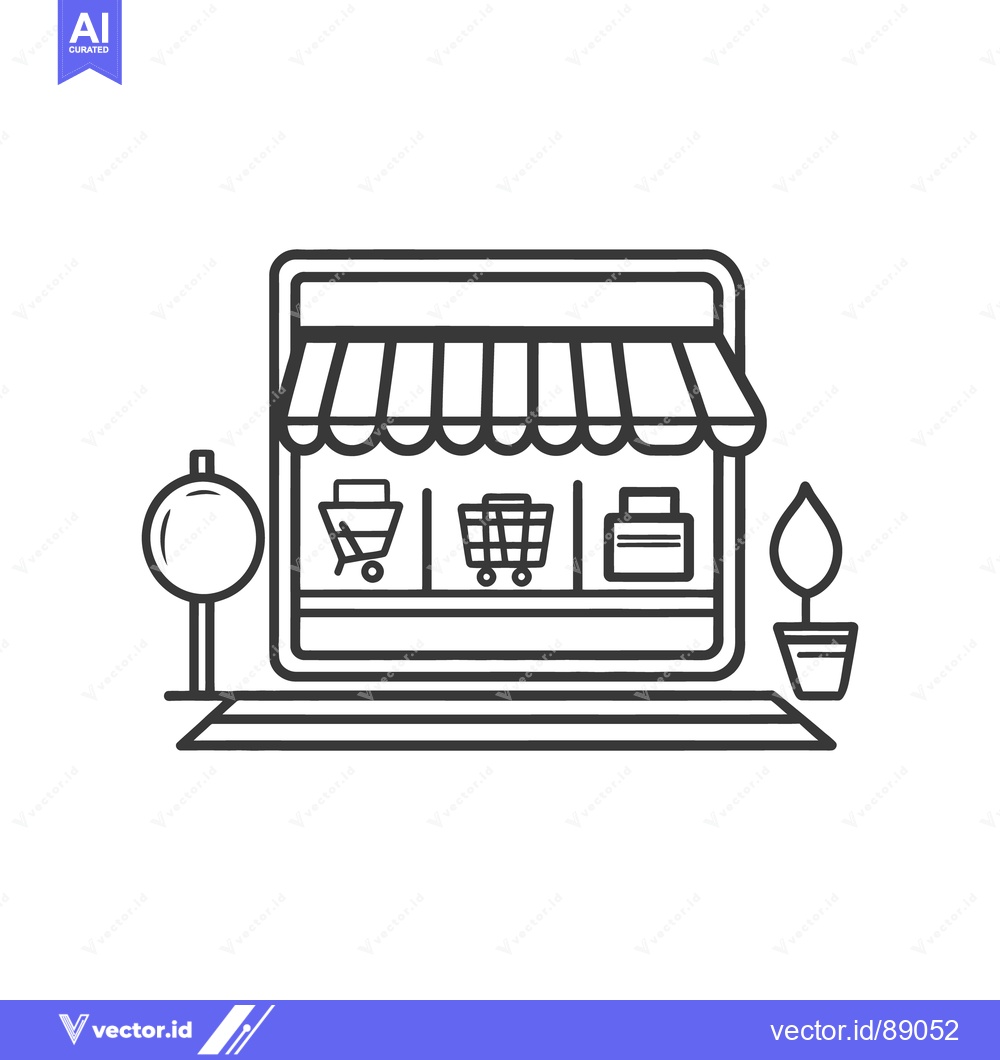 Premium Vector dari Simple black and white illustration of an online shopping store