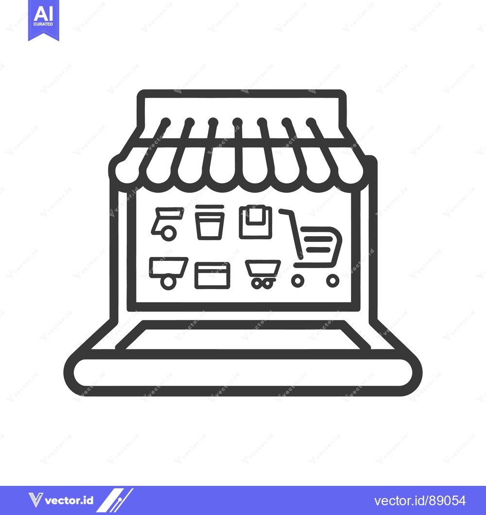 Premium Vector of An online shop concept displayed on a laptop screen interface