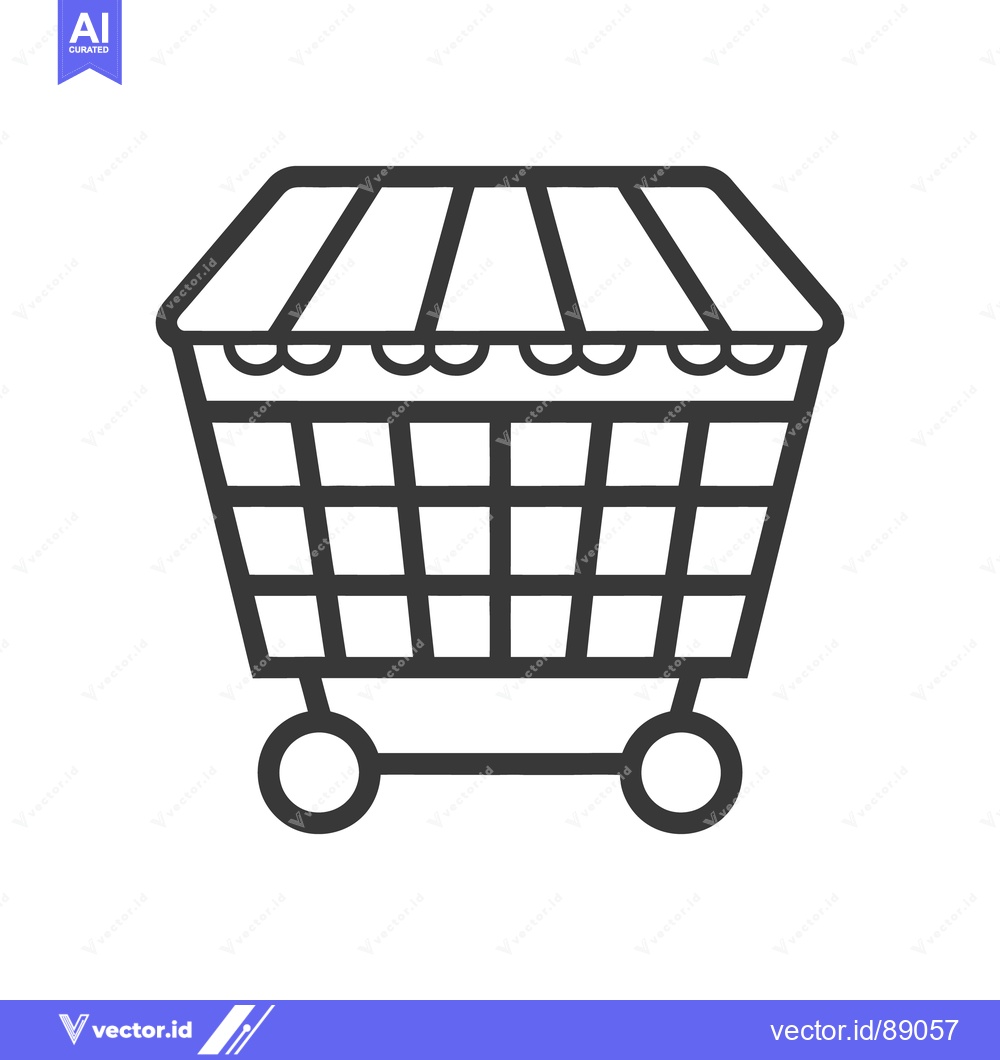 Premium Vector dari A simple graphic representation of a shopping cart with awning
