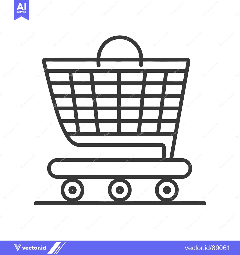 Premium Vector dari A shopping cart icon is shown in a simple line drawing