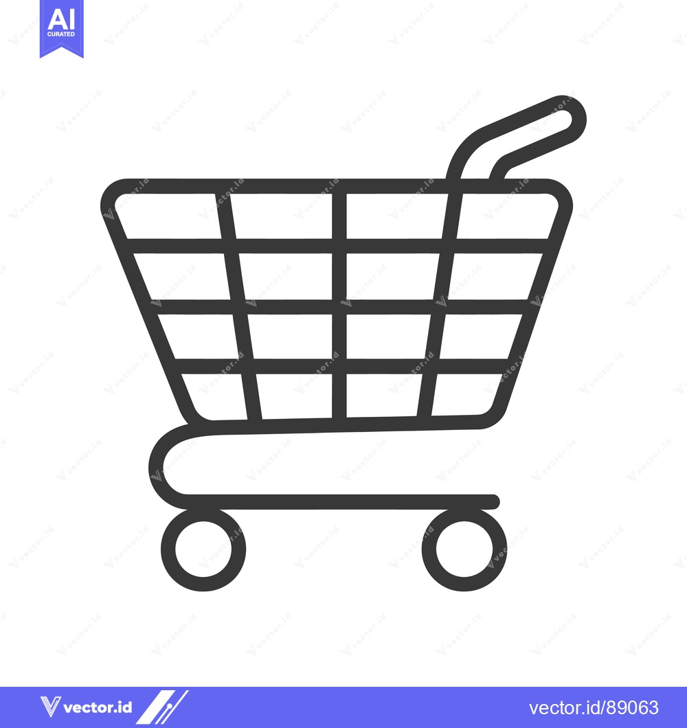 Premium Vector dari Black Outline Illustration Depicts a Shopping Cart On White Background