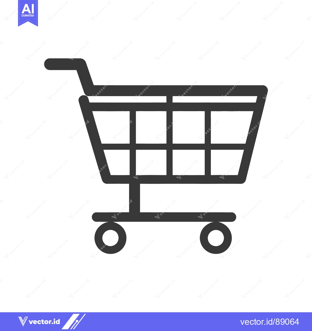 Premium Vector dari A simple black line drawing depicts an empty shopping cart