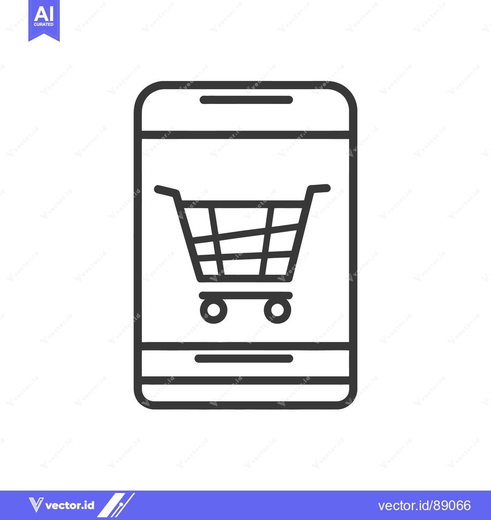 Premium Vector dari A mobile phone screen displays an online shopping cart symbol
