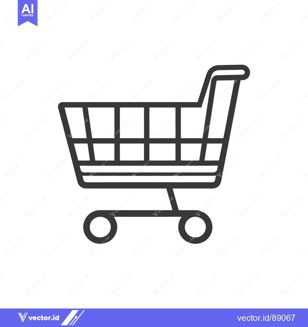 Premium Vector of A simple black and white line drawing of a shopping cart