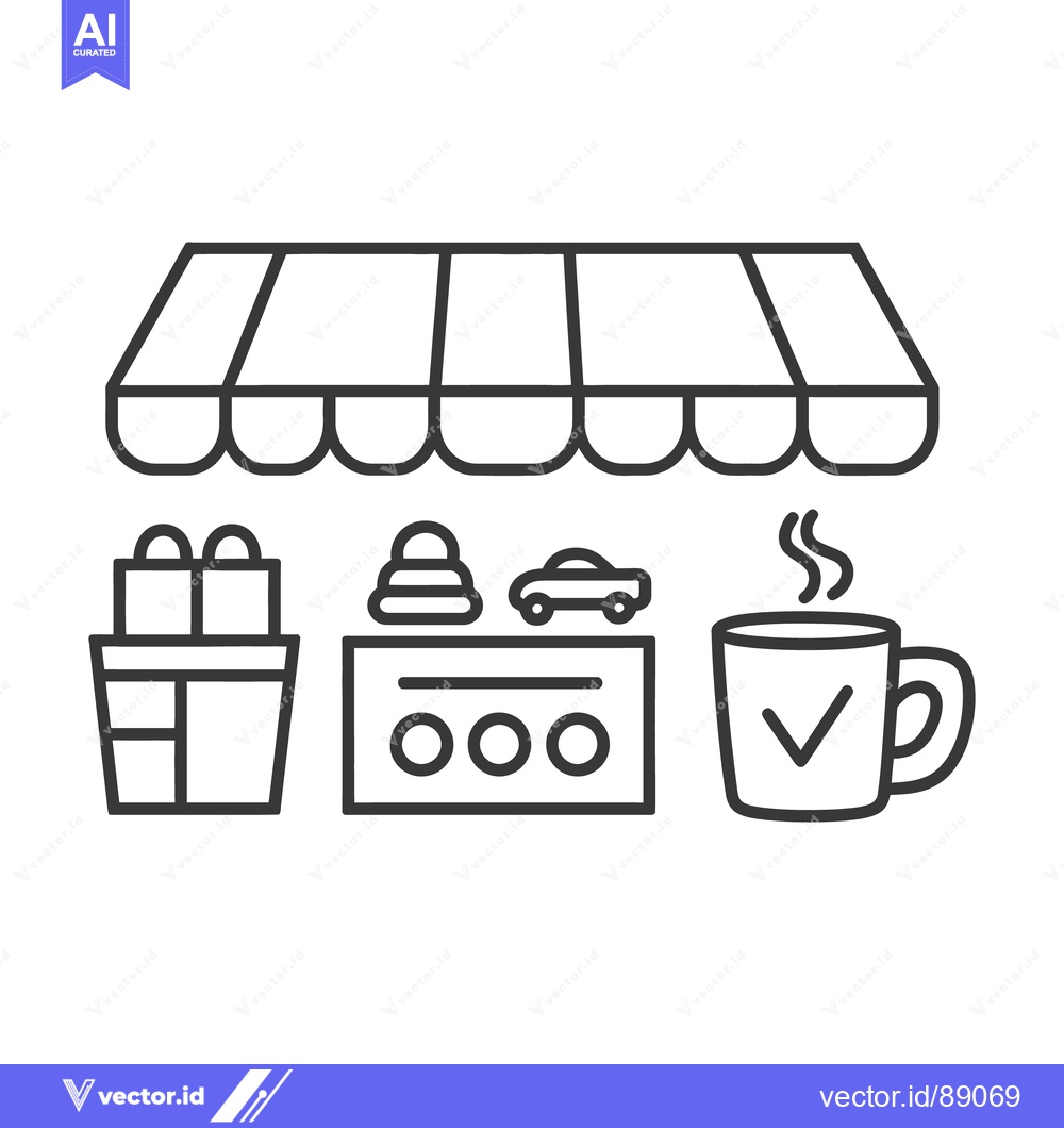 Premium Vector of A small market stall with gifts and a hot beverage