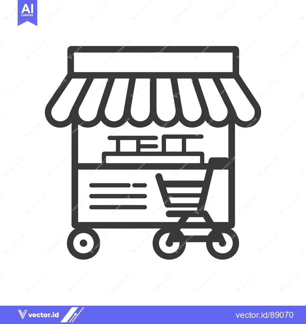 Premium Vector dari A simple outlined illustration of a street market vendor cart