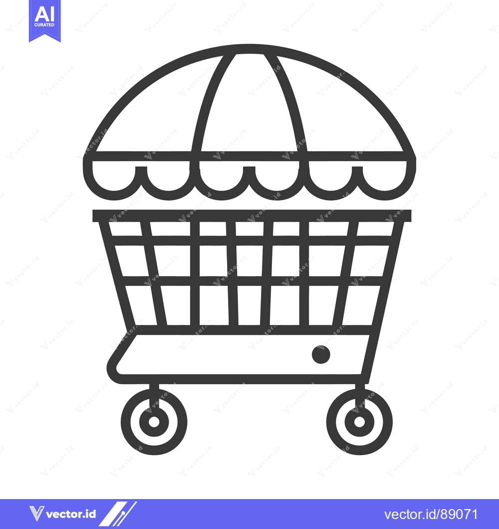 Premium Vector of A shopping cart graphic design with a canopy or awning